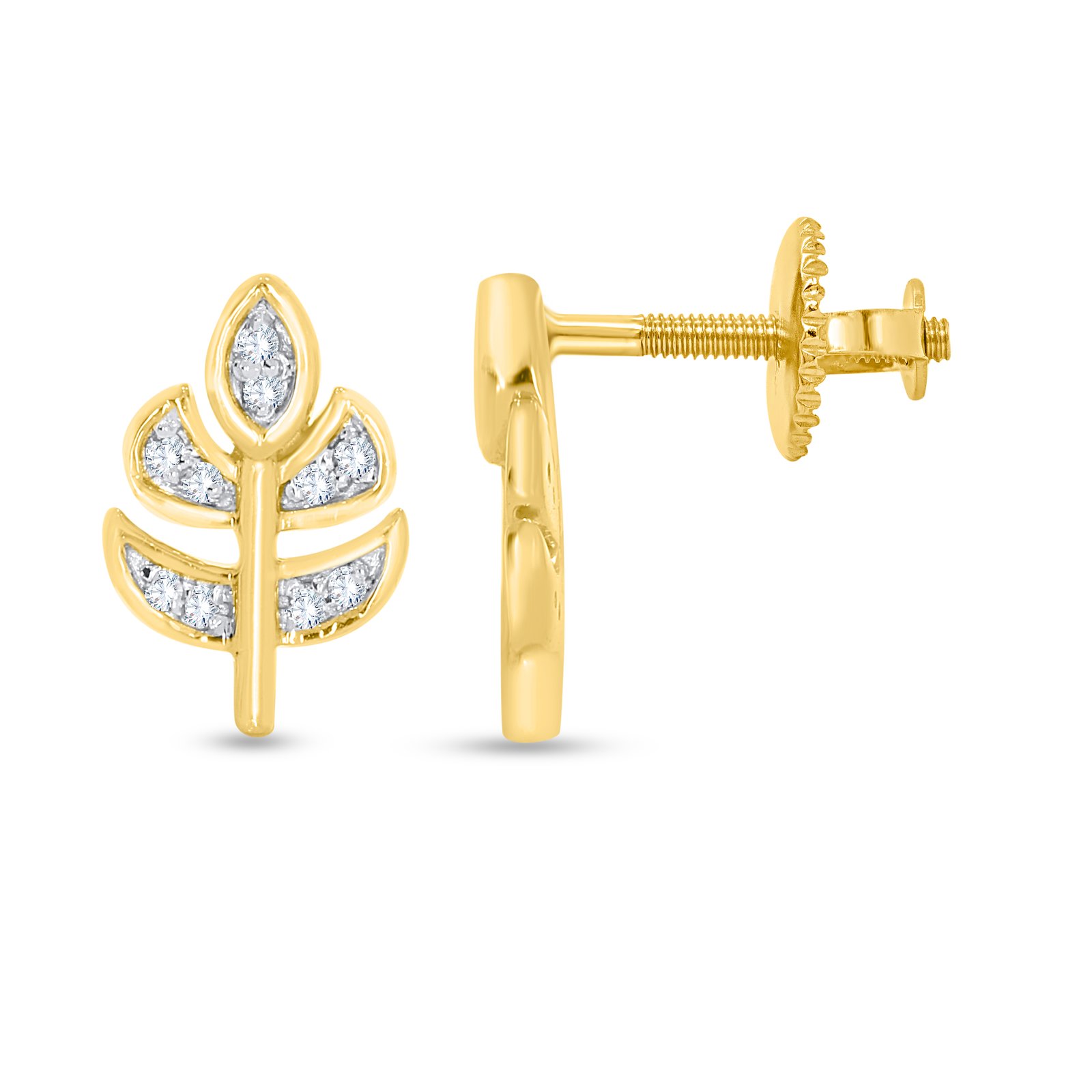 10K 0.06CT D-EARRING LDS RDS "LEAF"